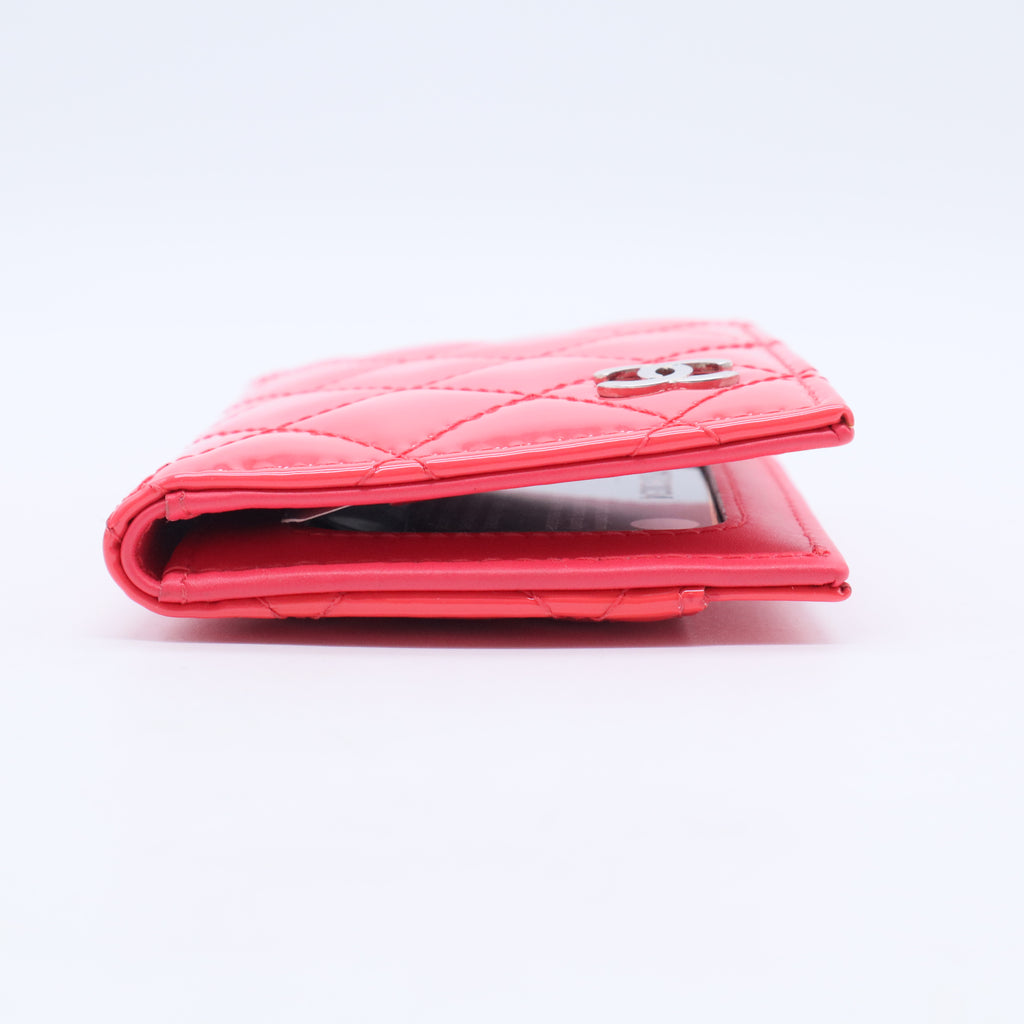 Pink Quilted Patent Leather Compact ID Wallet W20266