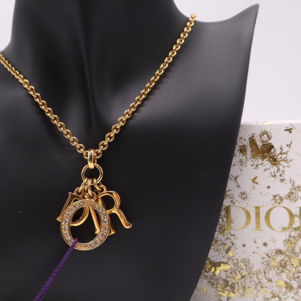 Christian Dior Crystal Dio(r)evolution Necklace Gold twins LDJ4905