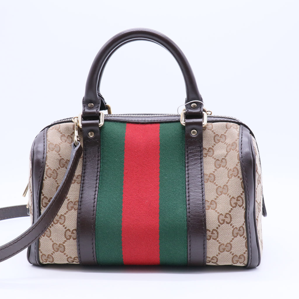 Vintage Web Boston Bag GG Canvas Small Twins