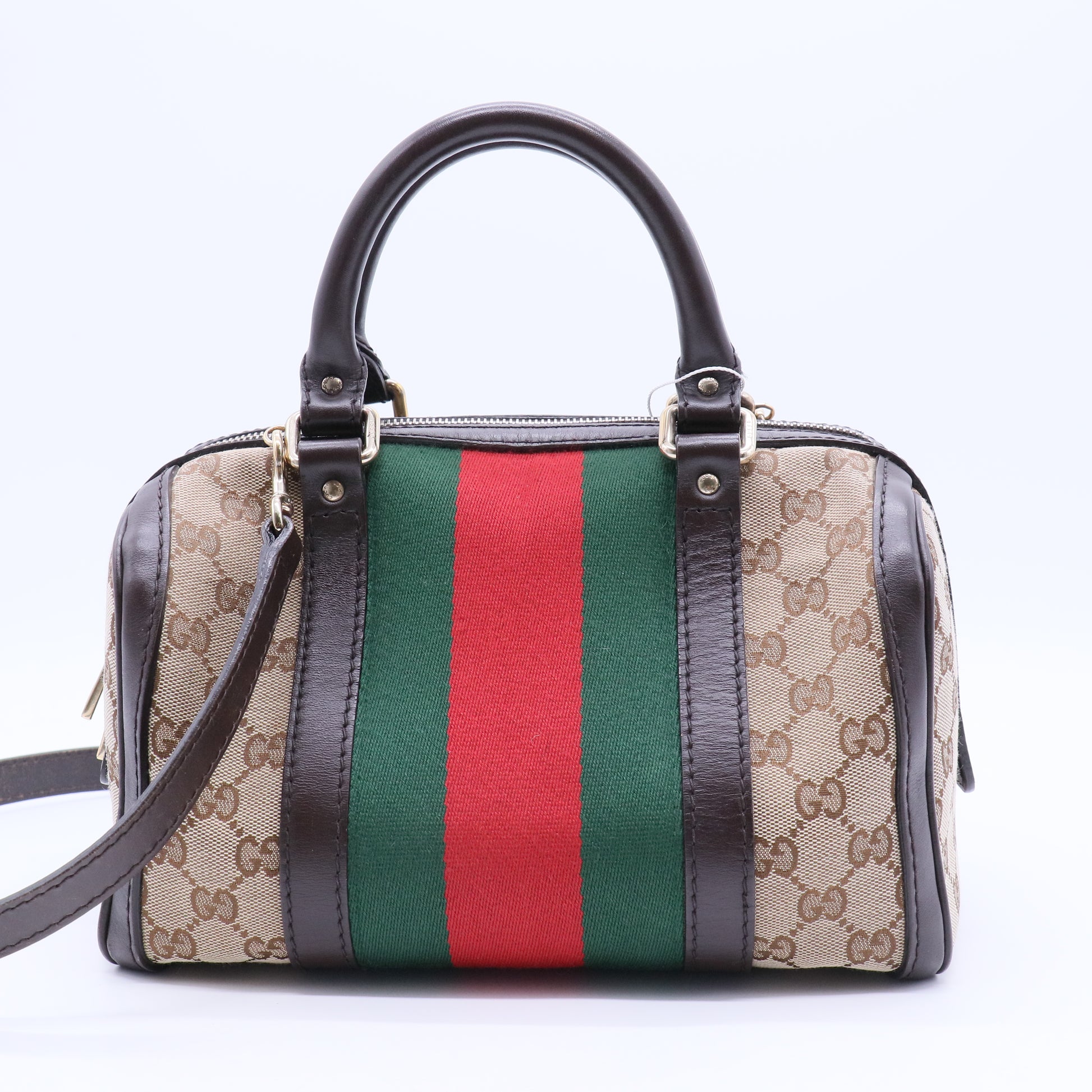 Vintage Web Boston Bag GG Canvas Small Twins
