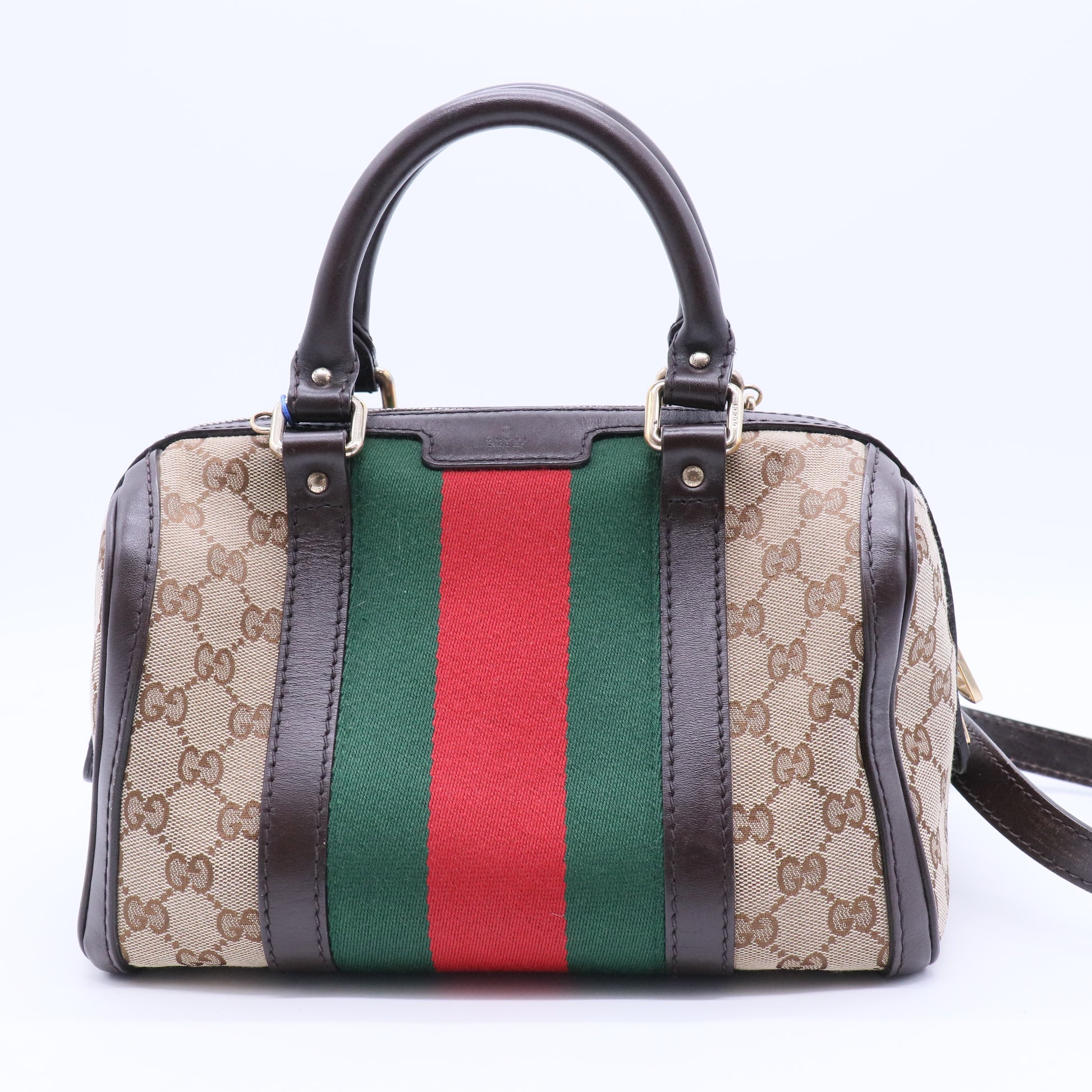 Vintage Web Boston Bag GG Canvas Small Twins
