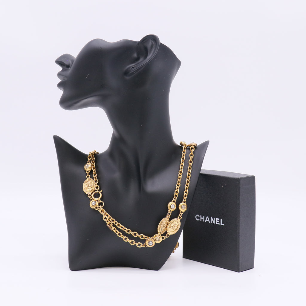 Chanel Vintage Gold CC Coin Long Necklace W23019