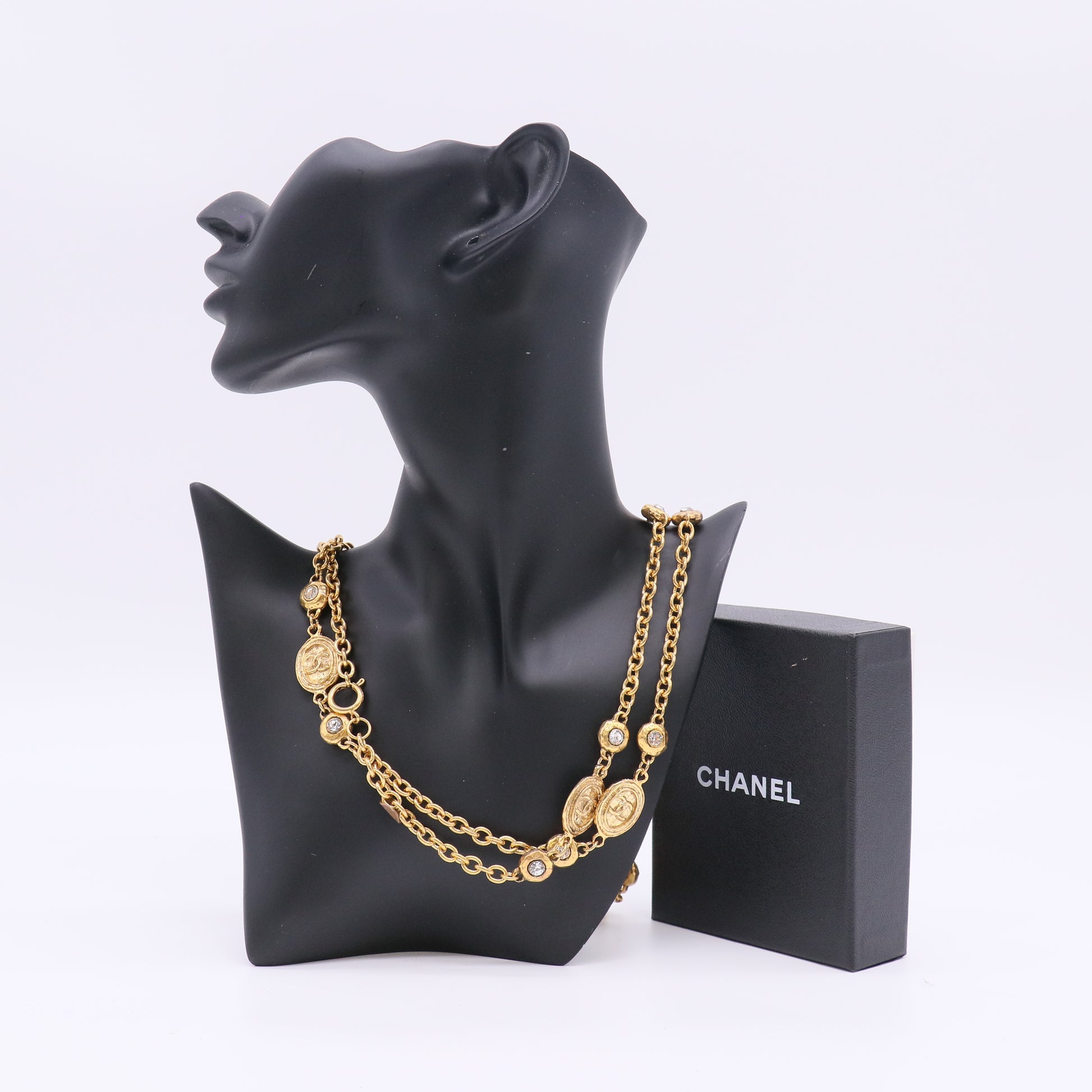 Chanel Vintage Gold CC Coin Long Necklace W23019