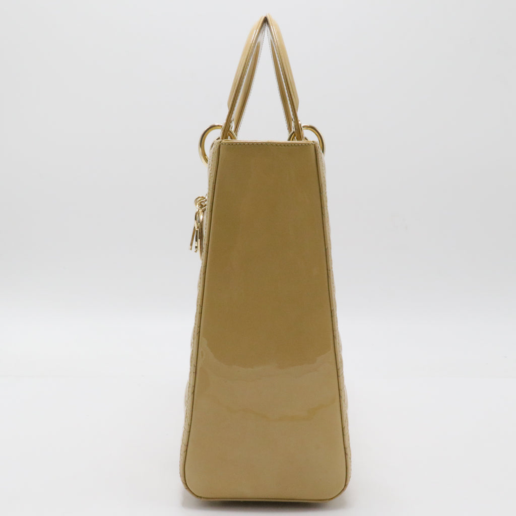Lady Dior Bag Cannage Quilt Patent Large