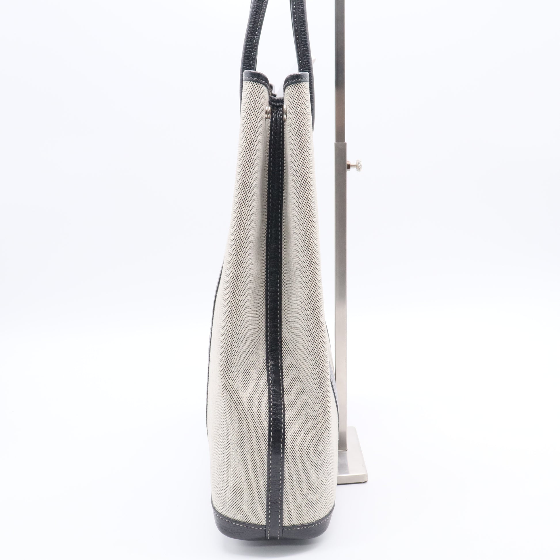 Hermes Natural Linen/Black Buffalo Leather Vertical Garden Party Tote Bag B20153