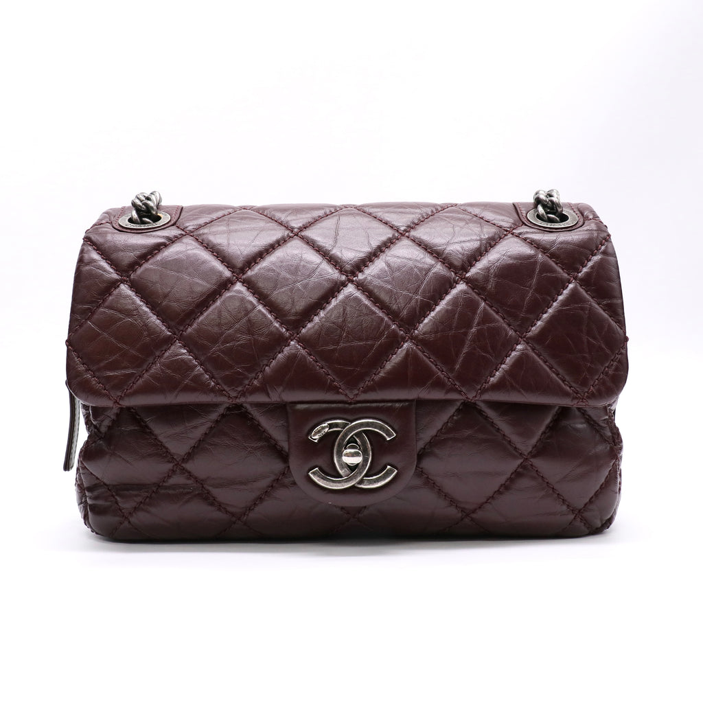 Portobello Flap Bag Quilted Aged  Bordeaux twins LDJ4886