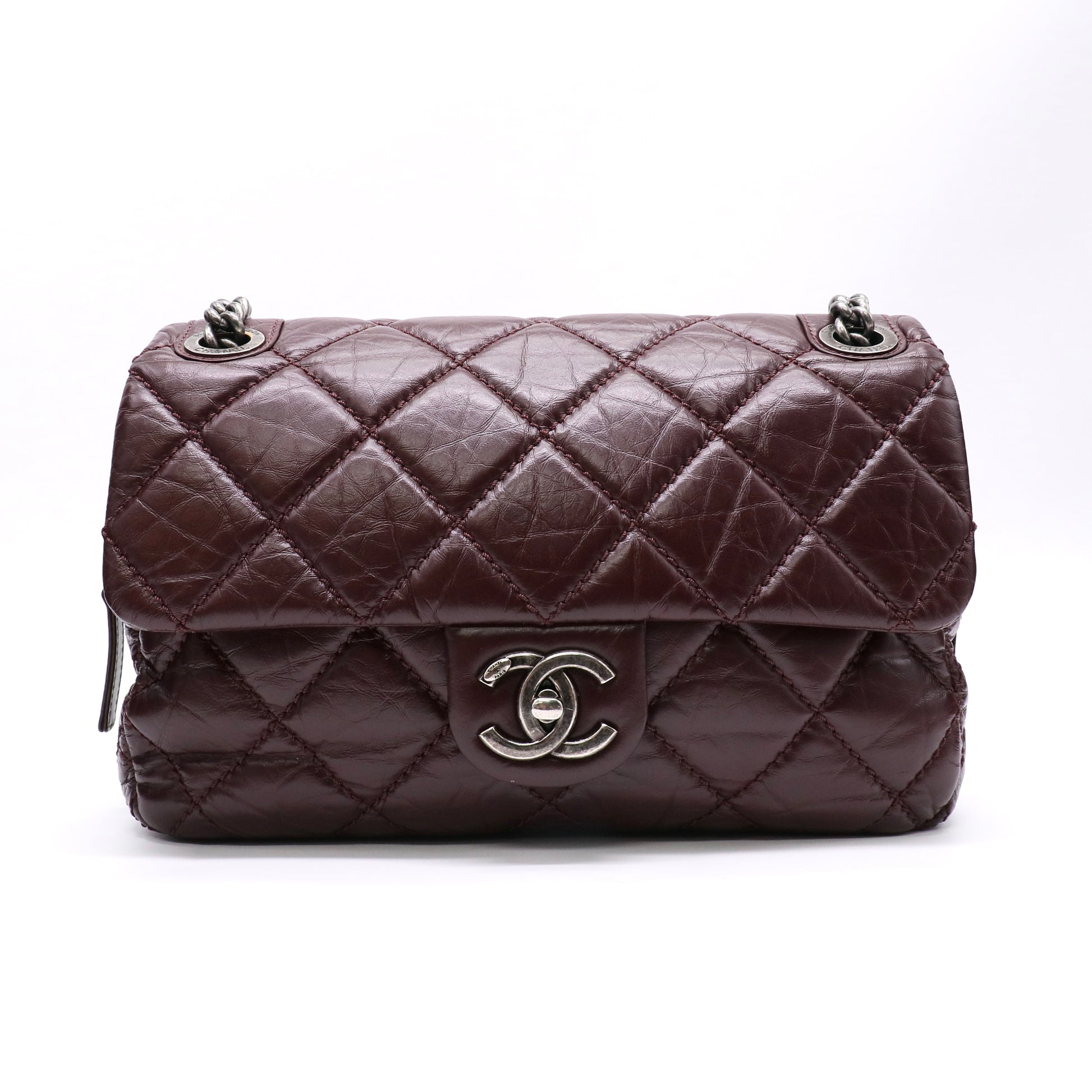 Portobello Flap Bag Quilted Aged  Bordeaux twins LDJ4886
