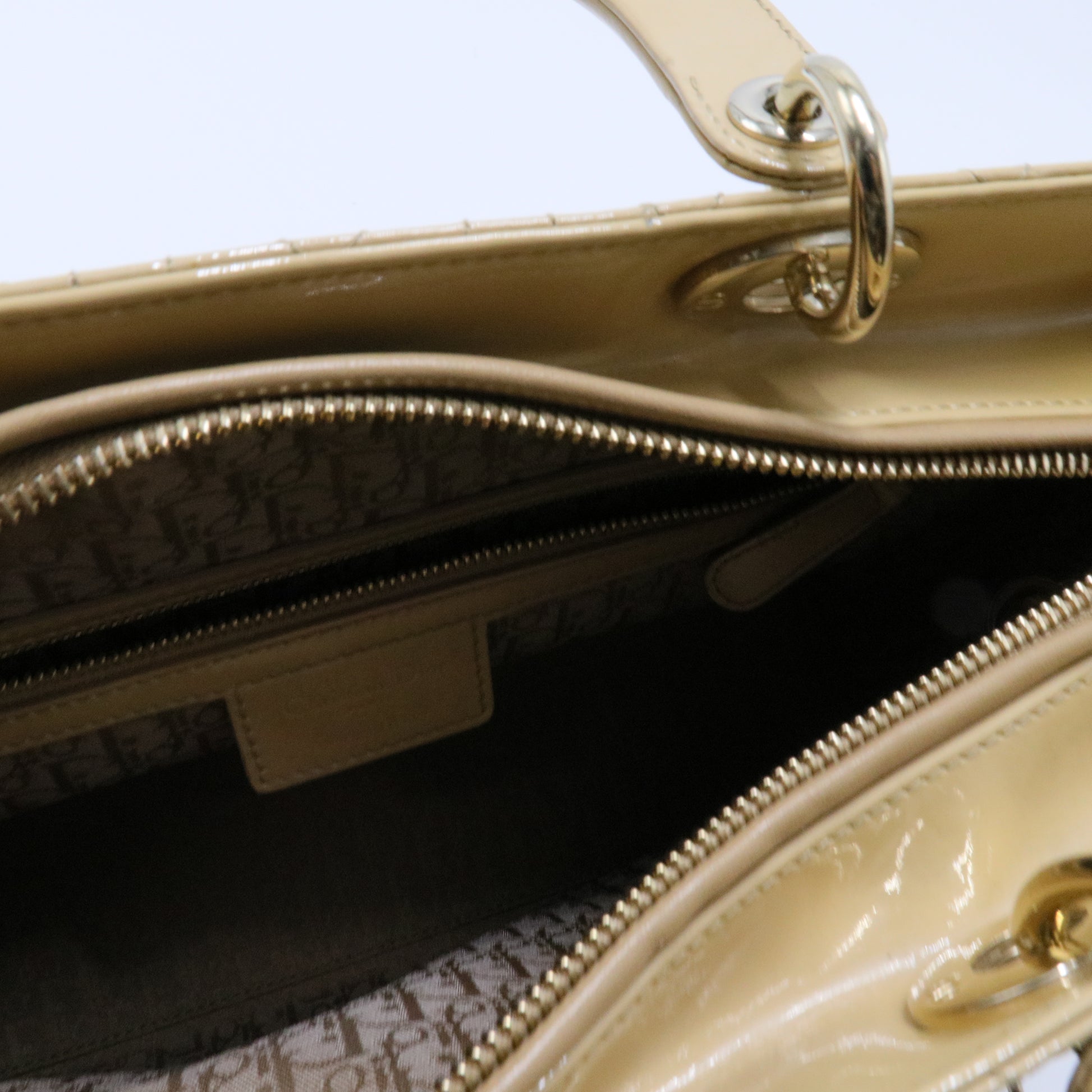 Lady Dior Bag Cannage Quilt Patent Large