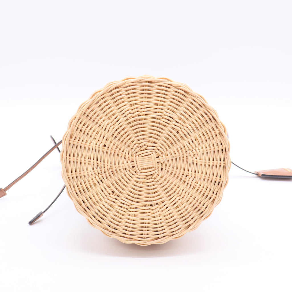 Prada Drawstring Bucket Bag Canvas and Wicker Medium Twins B20100