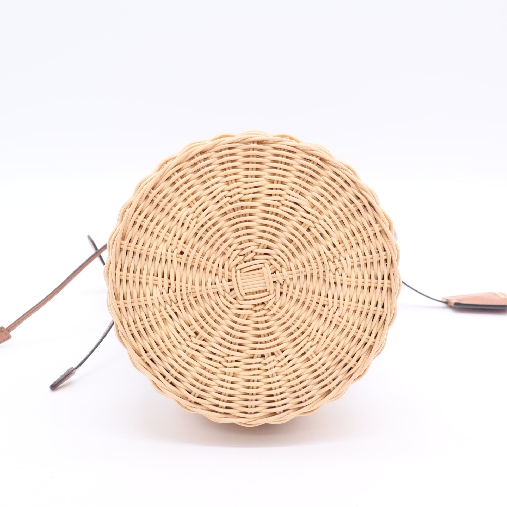 Prada Drawstring Bucket Bag Canvas and Wicker Medium Twins B20100