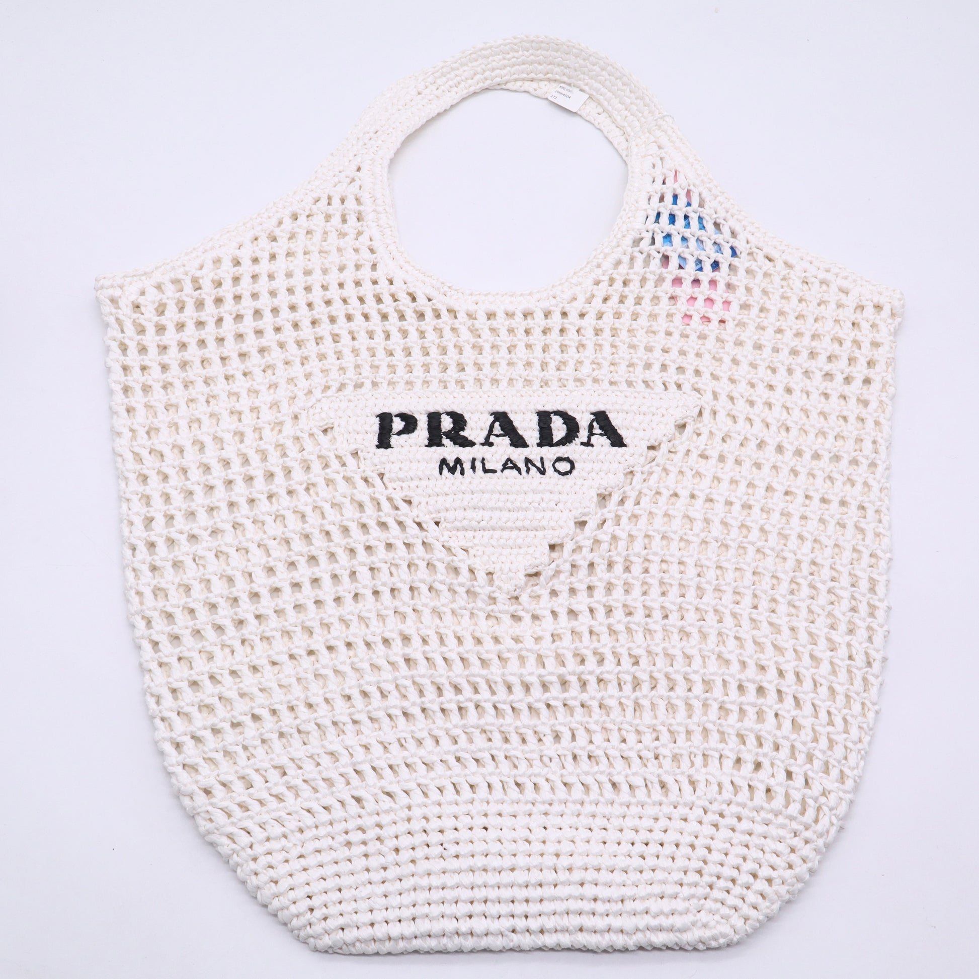 Triangle Logo Bucket Tote Raffia Twins LDJ3517
