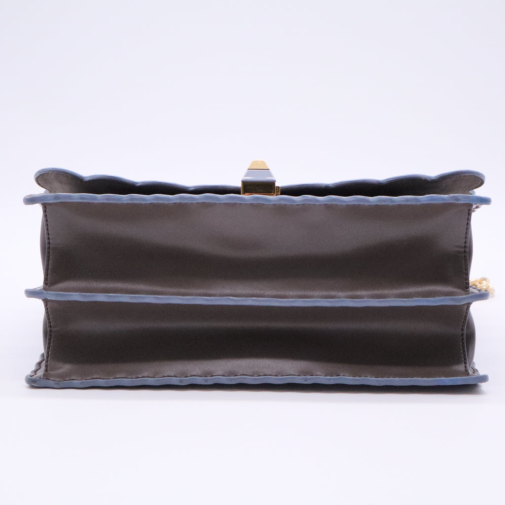 Fendi Dark Beige Leather Medium Scalloped Kan I Shoulder Bag gisel