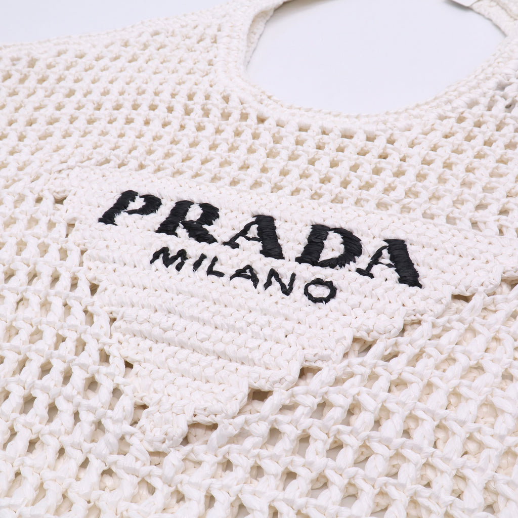 Triangle Logo Bucket Tote Raffia Twins LDJ3517
