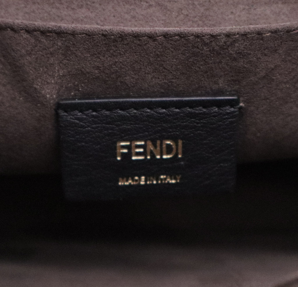 Fendi Dark Beige Leather Medium Scalloped Kan I Shoulder Bag gisel