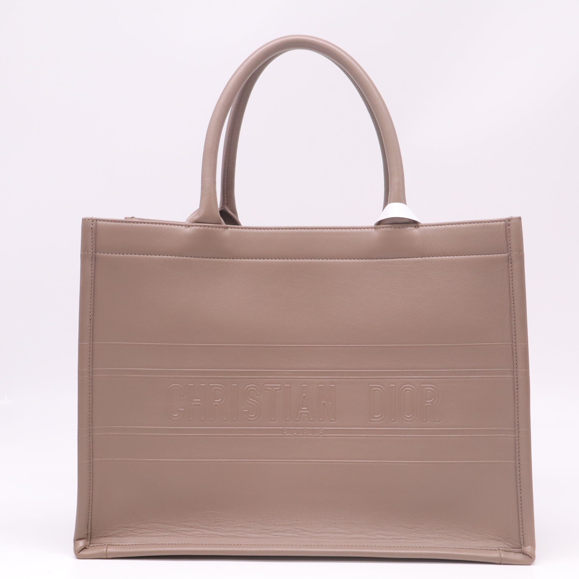 Christian Dior Smooth Calfskin Medium Book Tote Powder Beige twins B23117
