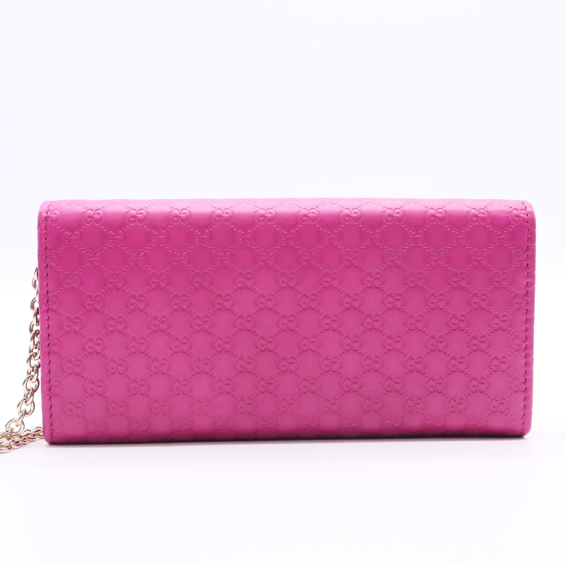 Gucci Signature Chain Wallet Microguccissima Bouganville W20230
