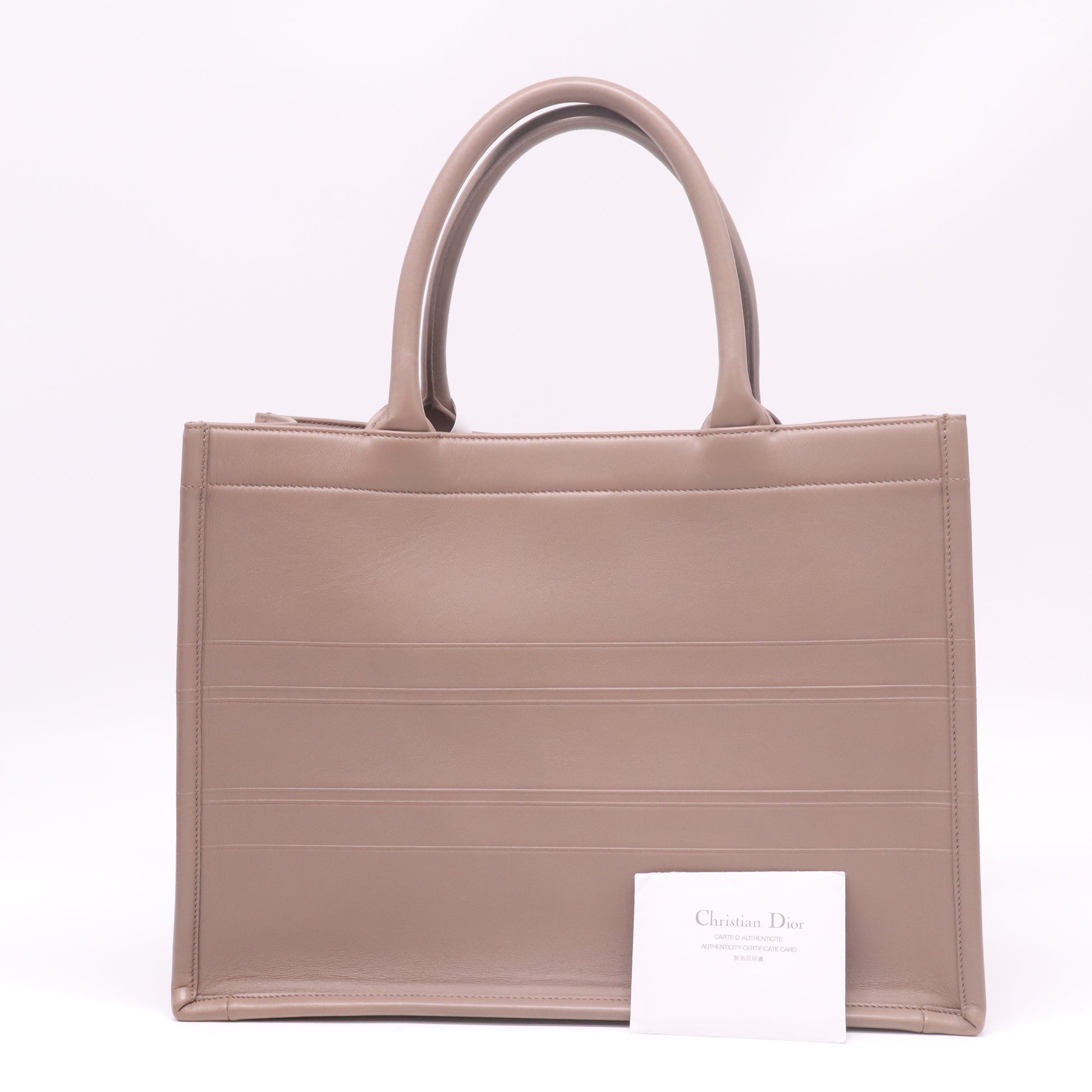 Christian Dior Smooth Calfskin Medium Book Tote Powder Beige twins B23117