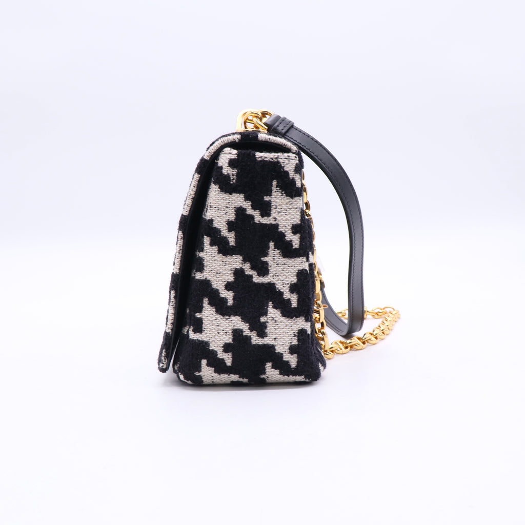 Christian Dior Caro Bag Macro-Houndstooth Fabric Medium twins LDJ3502