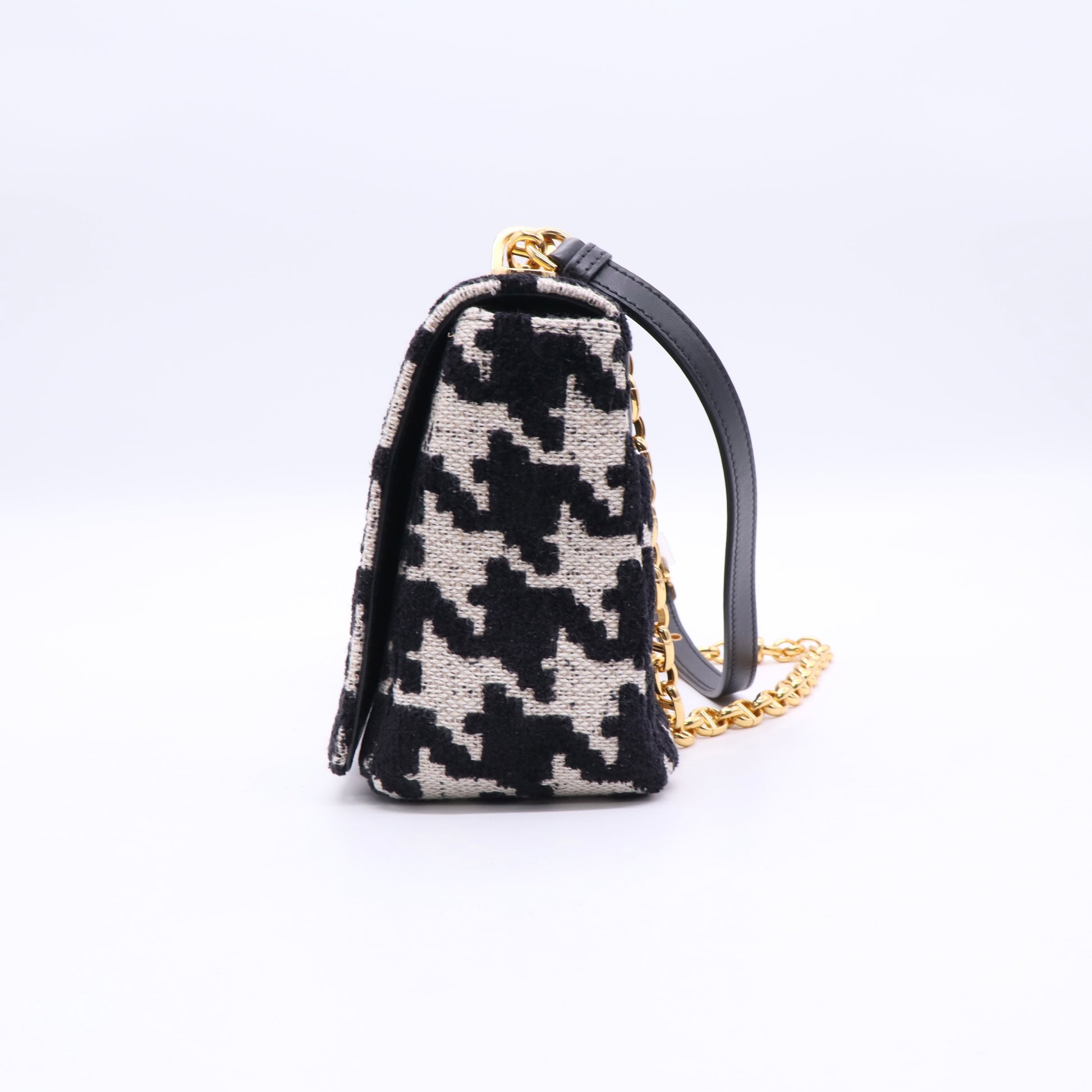 Christian Dior Caro Bag Macro-Houndstooth Fabric Medium twins LDJ3502