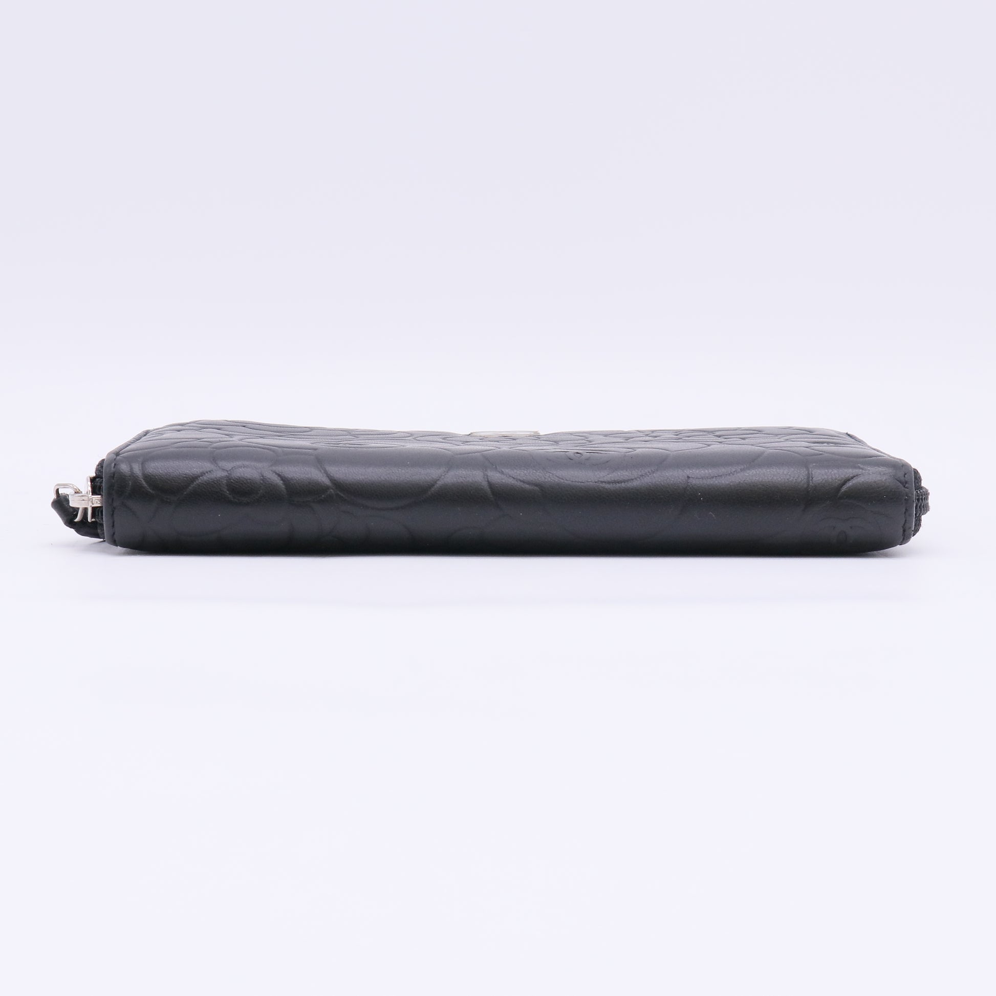 Chanel Camellia Embossed Lambskin Leather Zip Around Long Wallet W22900