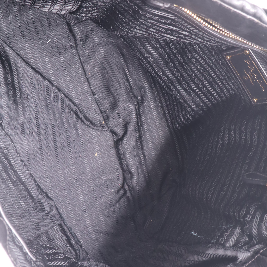 Prada Ruched Tote Bag Black twins B23052