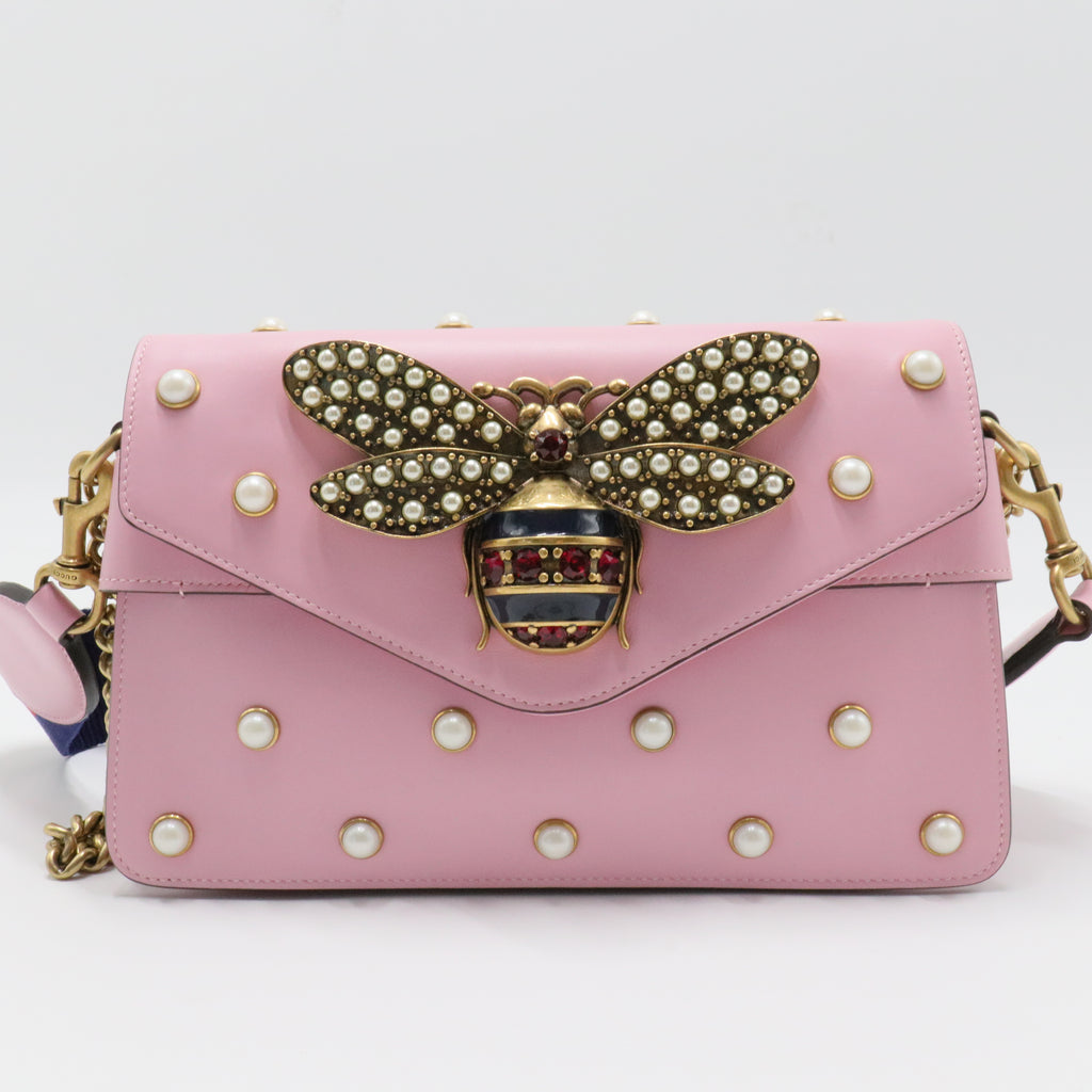 Broadway Pearly Bee Shoulder Bag Embellished Leather Mini