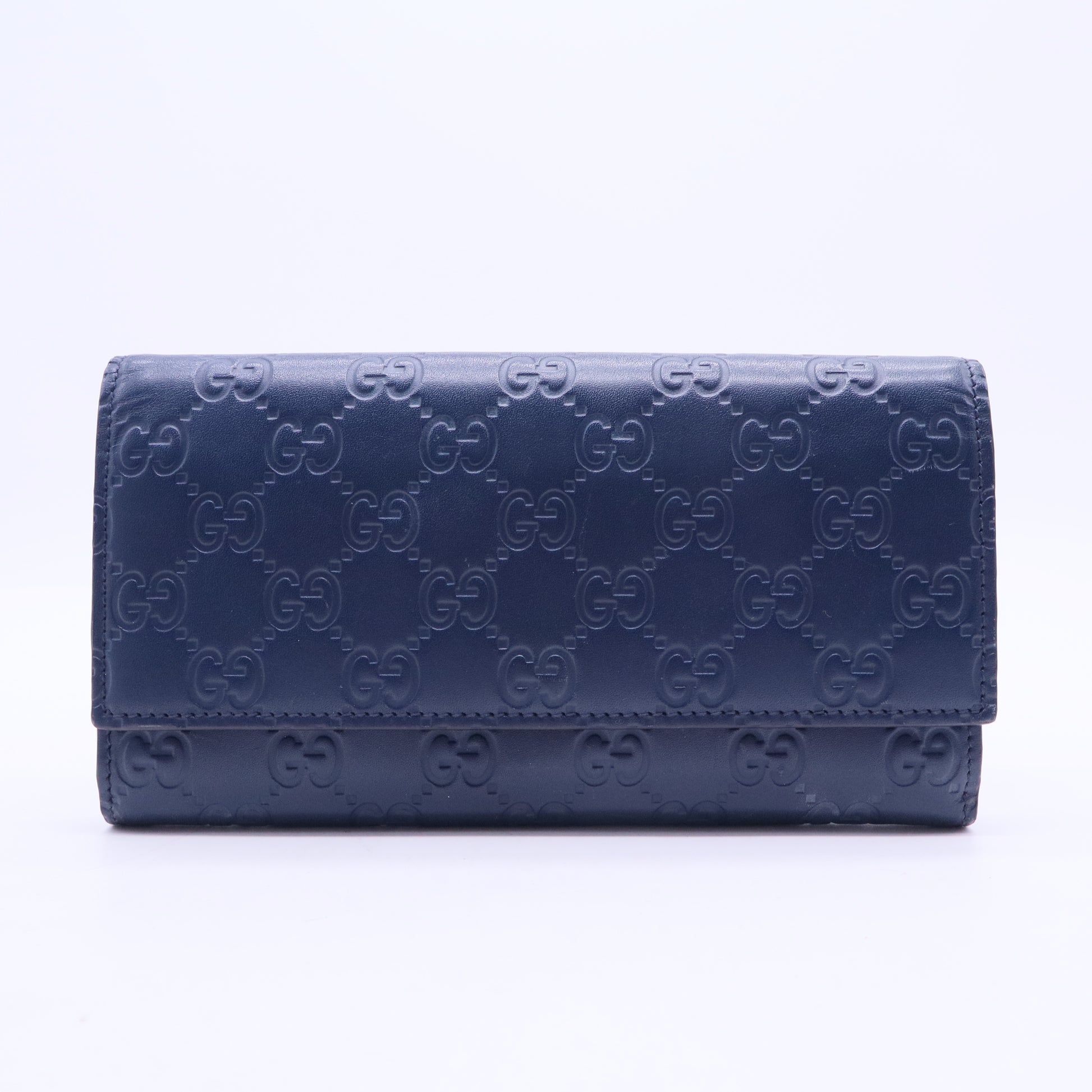 Guccisima Leather Navy Bifold Long Wallet Navy blue W20220