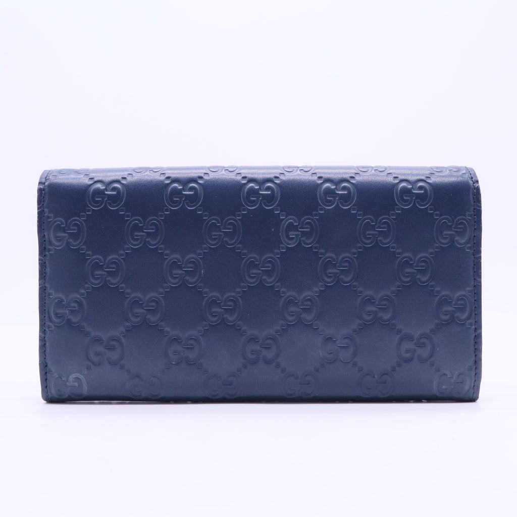 Guccisima Leather Navy Bifold Long Wallet Navy blue W20220