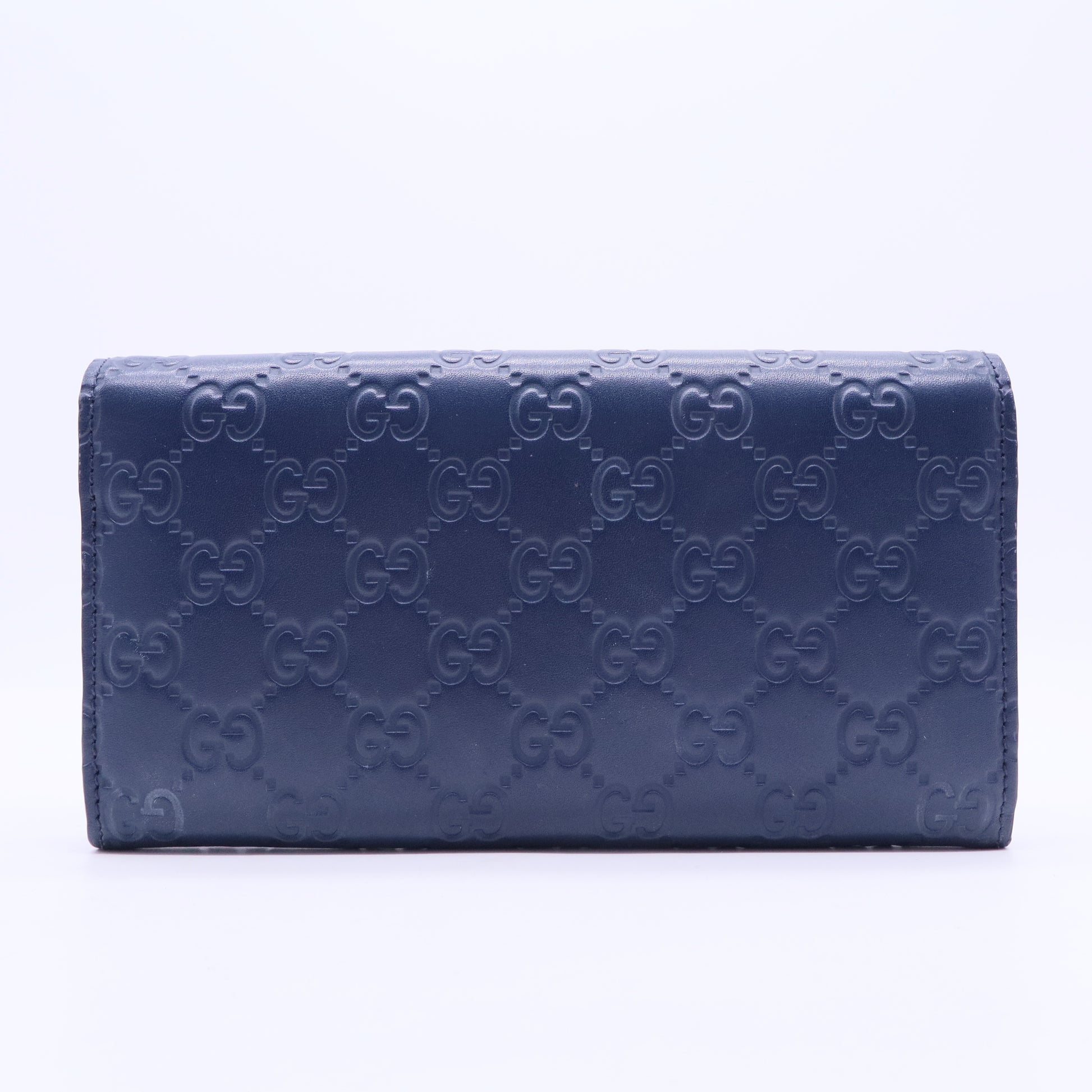 Guccisima Leather Navy Bifold Long Wallet Navy blue W20220