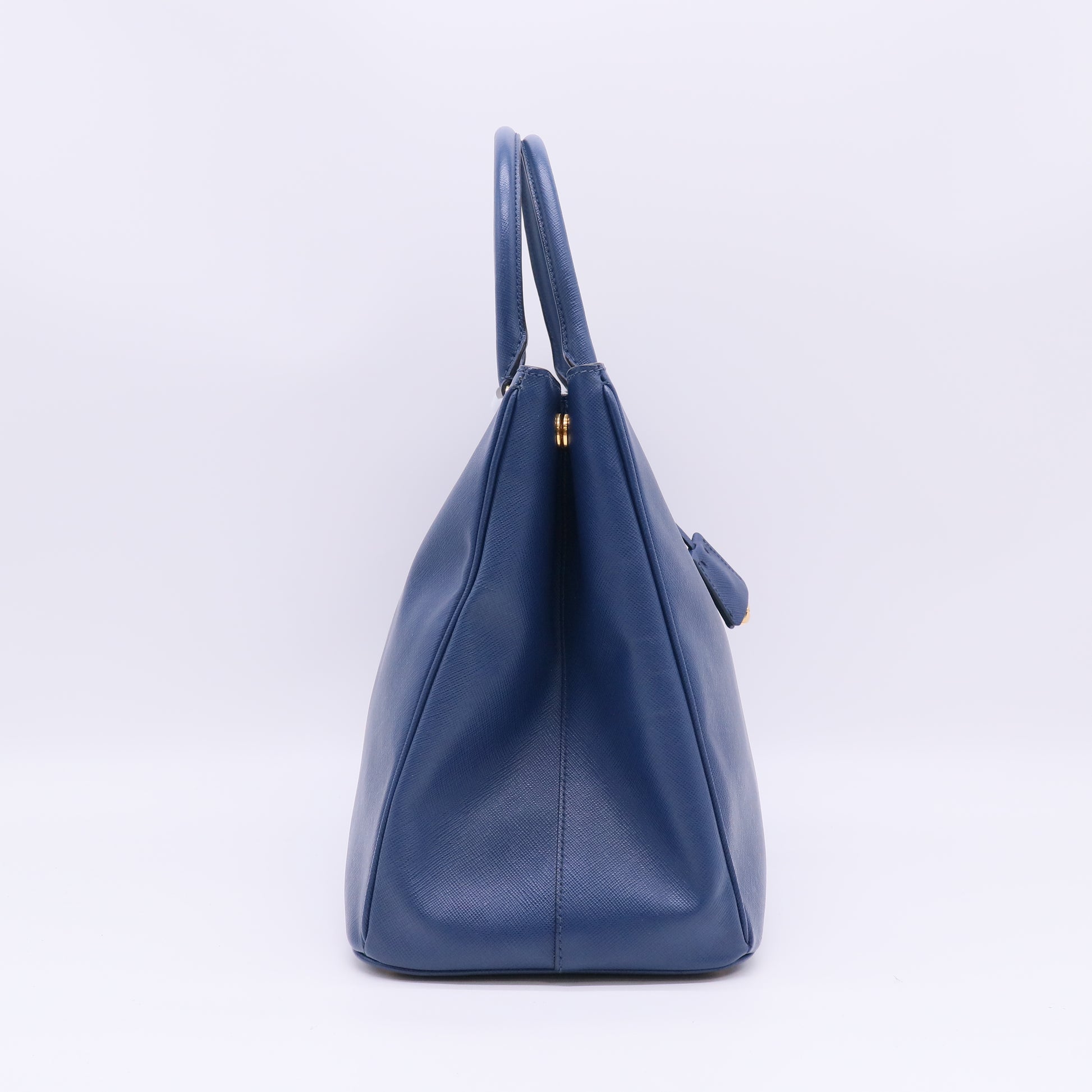 Blue Saffiano Lux Leather Double Zip Large Tote Bag B23888