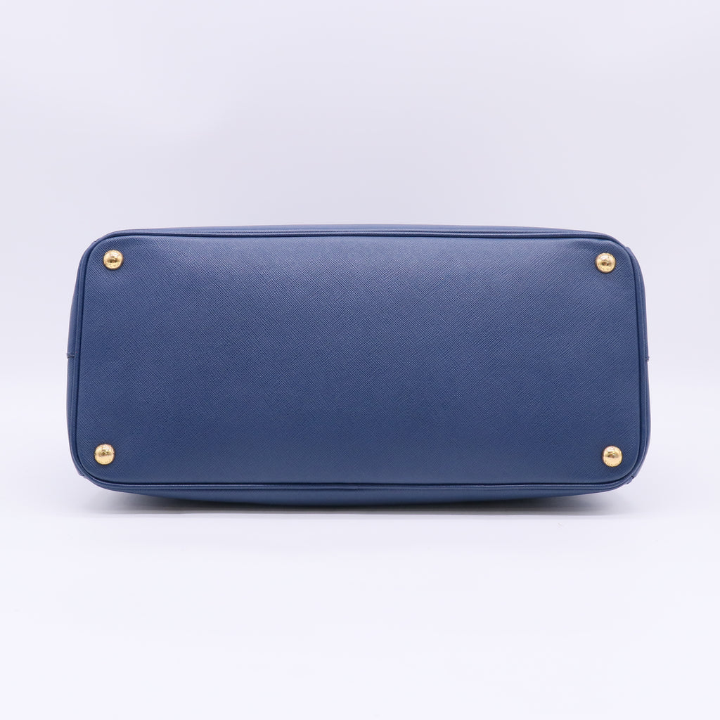 Blue Saffiano Lux Leather Double Zip Large Tote Bag B23888