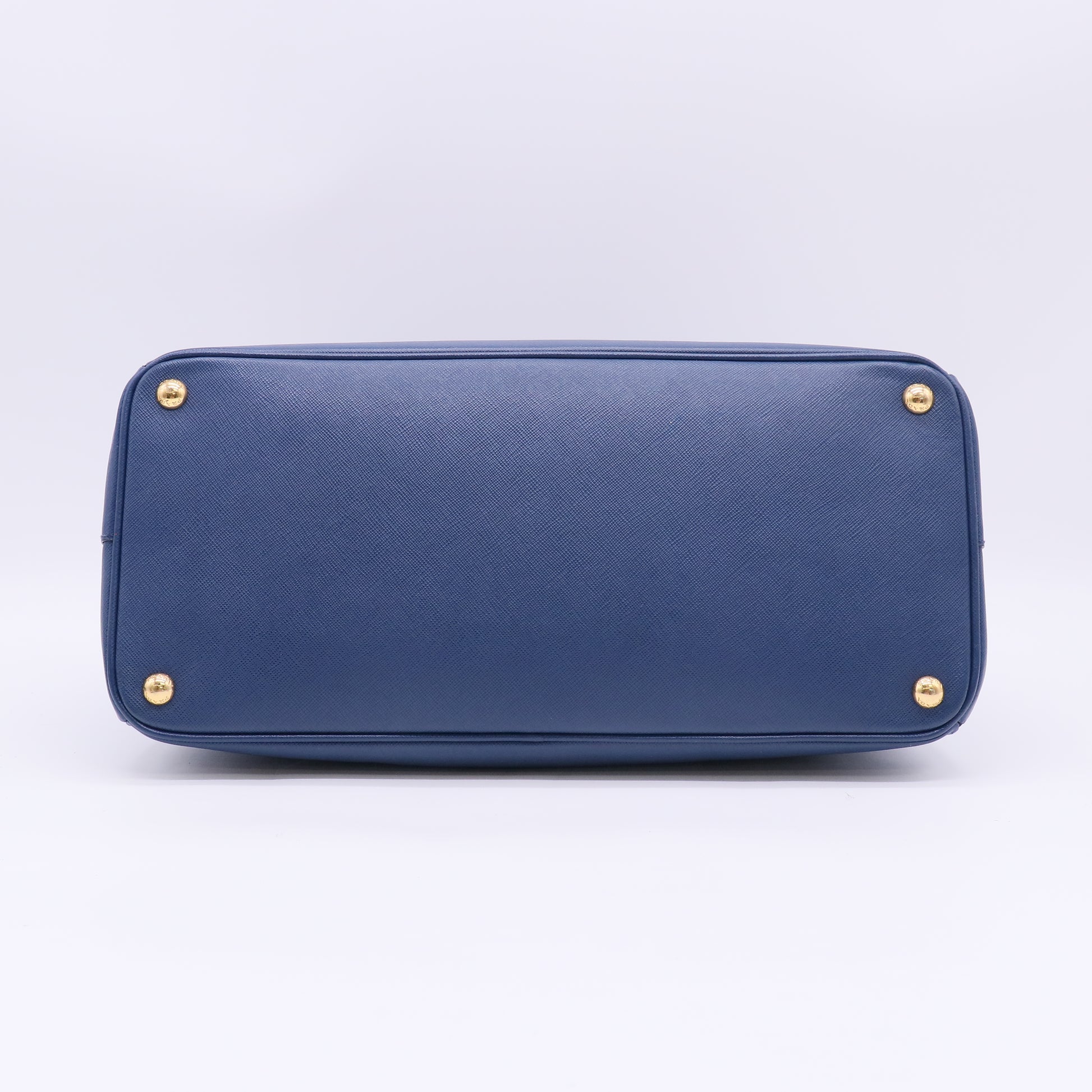 Blue Saffiano Lux Leather Double Zip Large Tote Bag B23888