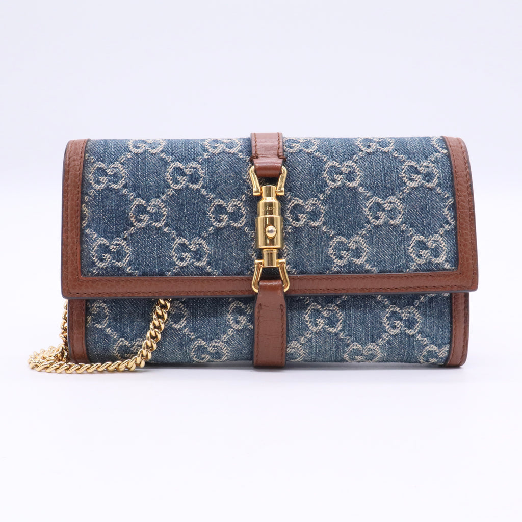 Jackie 1961 Continental Chain Wallet GG Denim Twins W20749