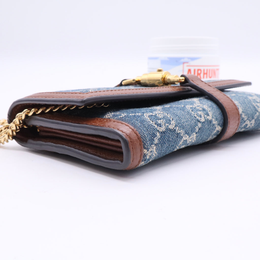 Jackie 1961 Continental Chain Wallet GG Denim Twins W20749
