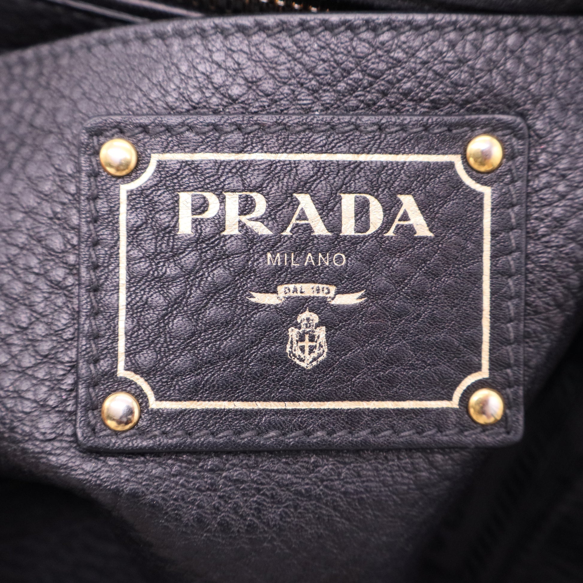 Prada Vitello Daino Zippy Shoulder Bag Nero twins