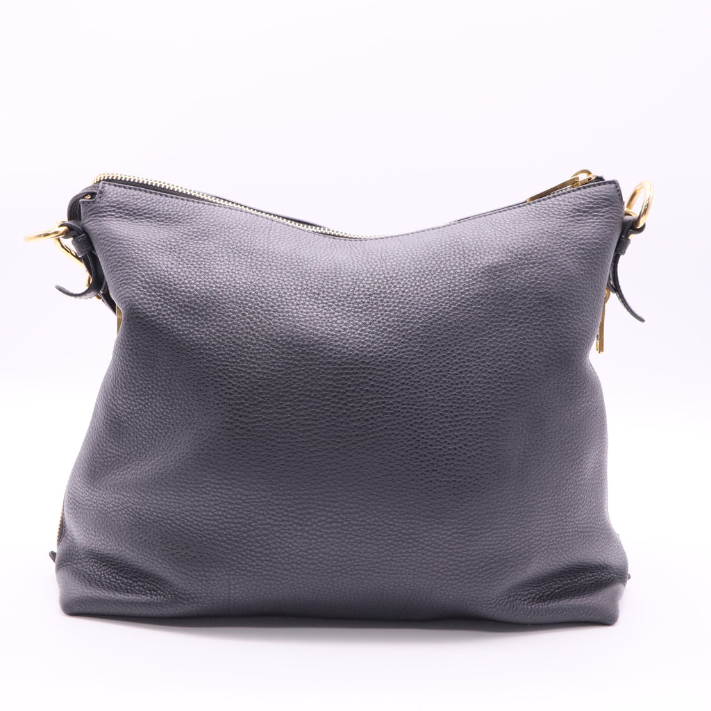 Prada Vitello Daino Zippy Shoulder Bag Nero twins