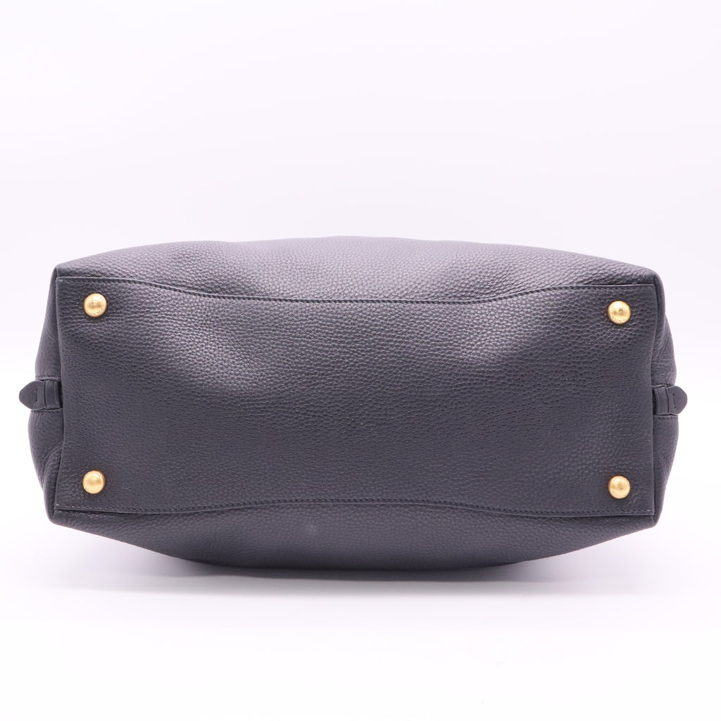 Prada Vitello Daino Zippy Shoulder Bag Nero twins