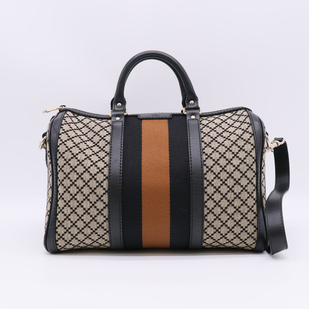 Gucci Vintage Web Diamante Canvas  Boston Bag twins B23073