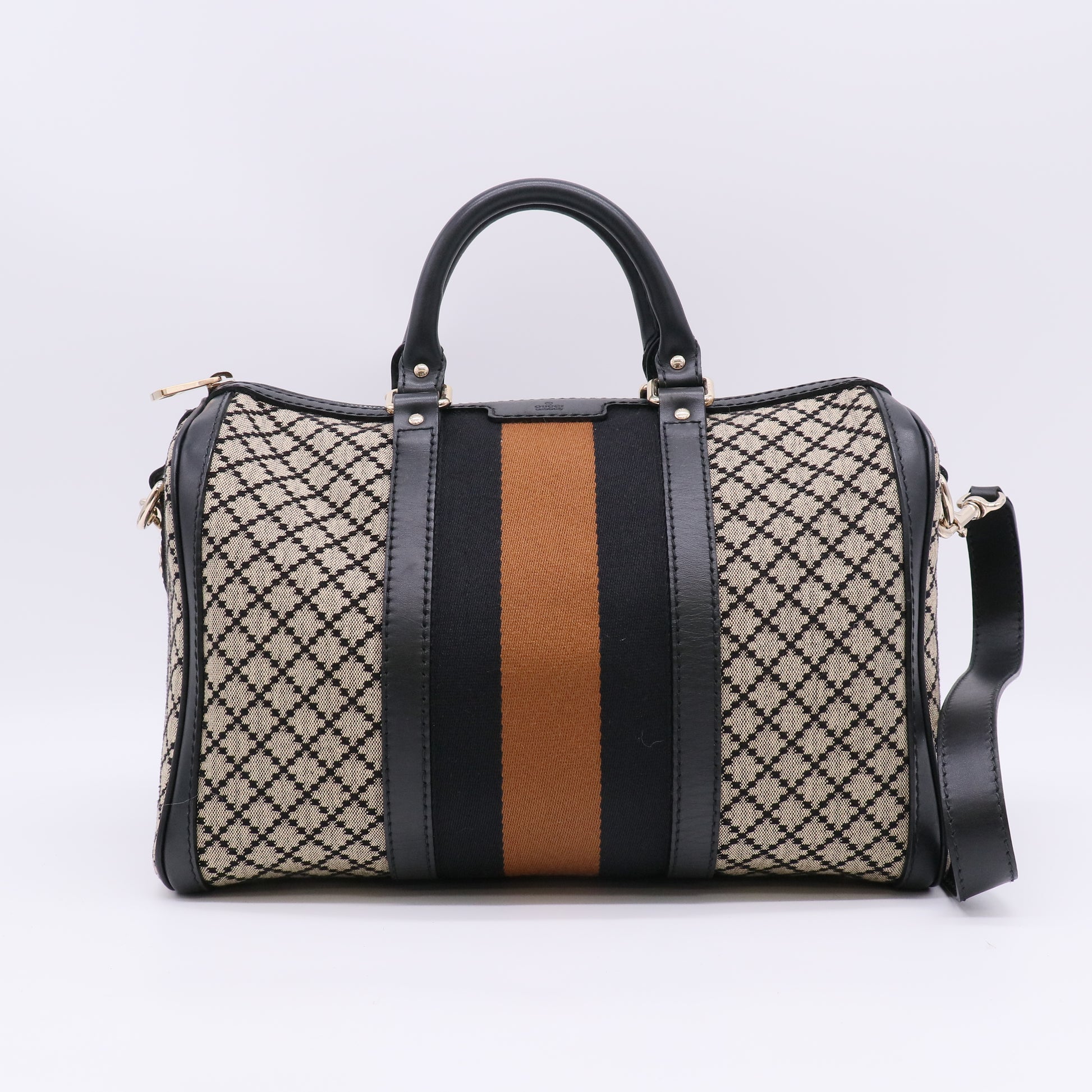 Gucci Vintage Web Diamante Canvas  Boston Bag twins B23073