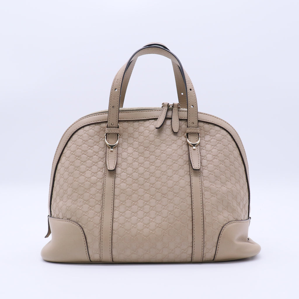 Microguccissima Nice Leather Satchel Beige Twins