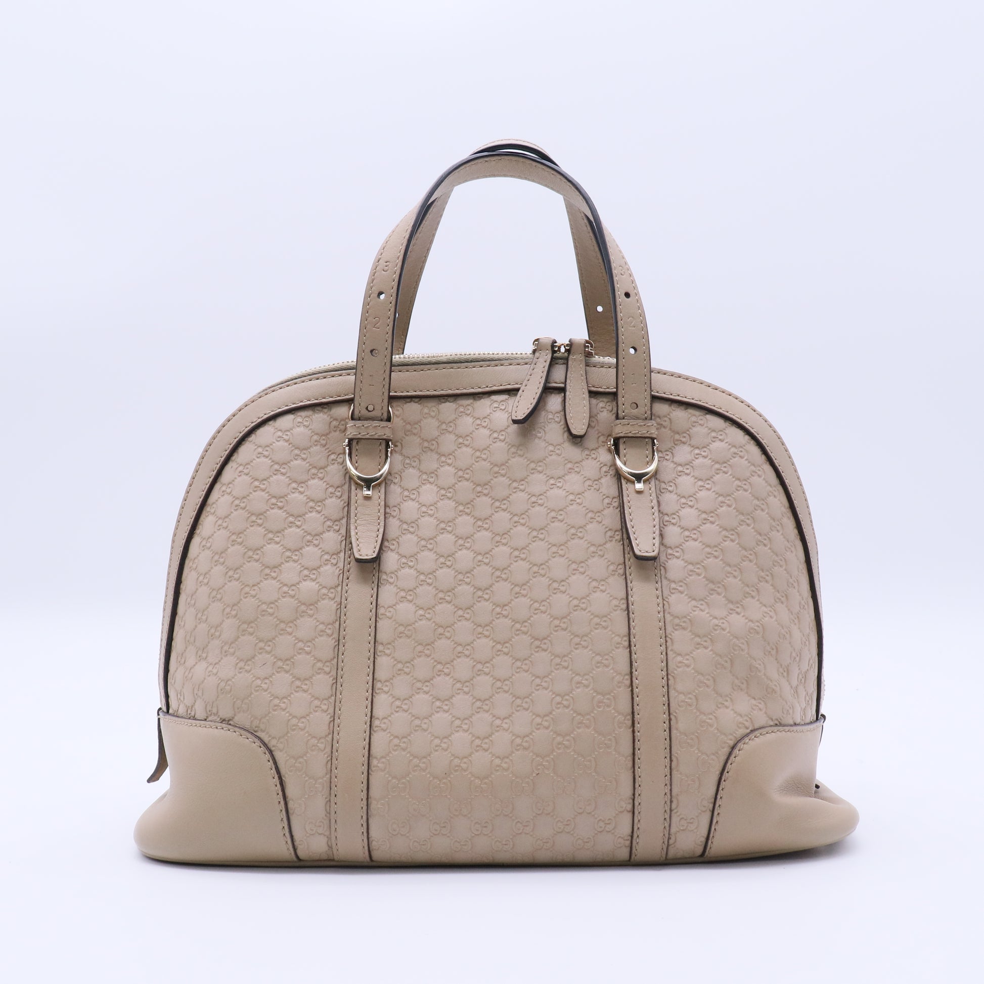 Microguccissima Nice Leather Satchel Beige Twins