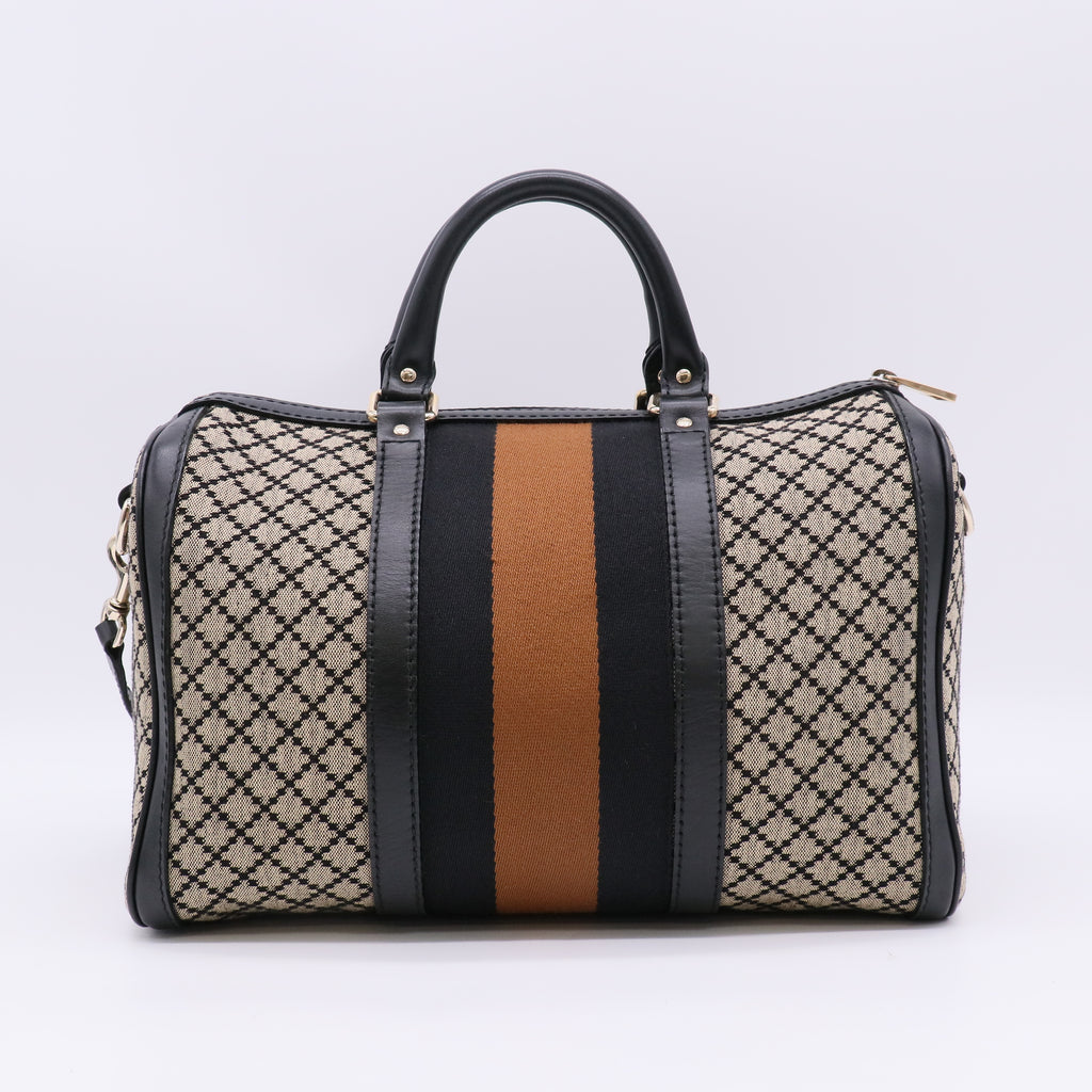 Gucci Vintage Web Diamante Canvas  Boston Bag twins B23073