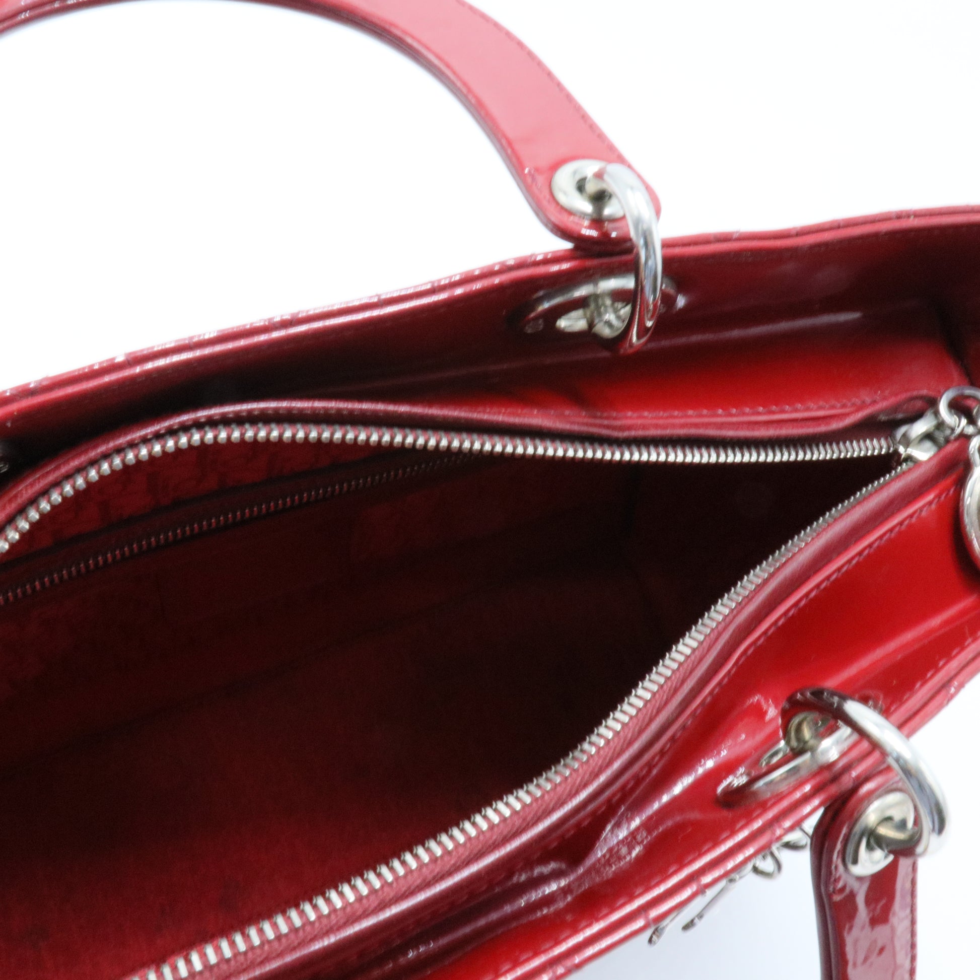 Lady Dior Bag Cannage Quilt Patent Large