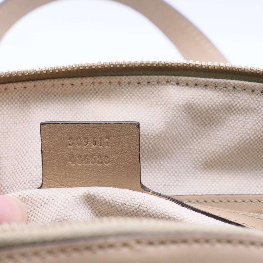 Microguccissima Nice Leather Satchel Beige Twins