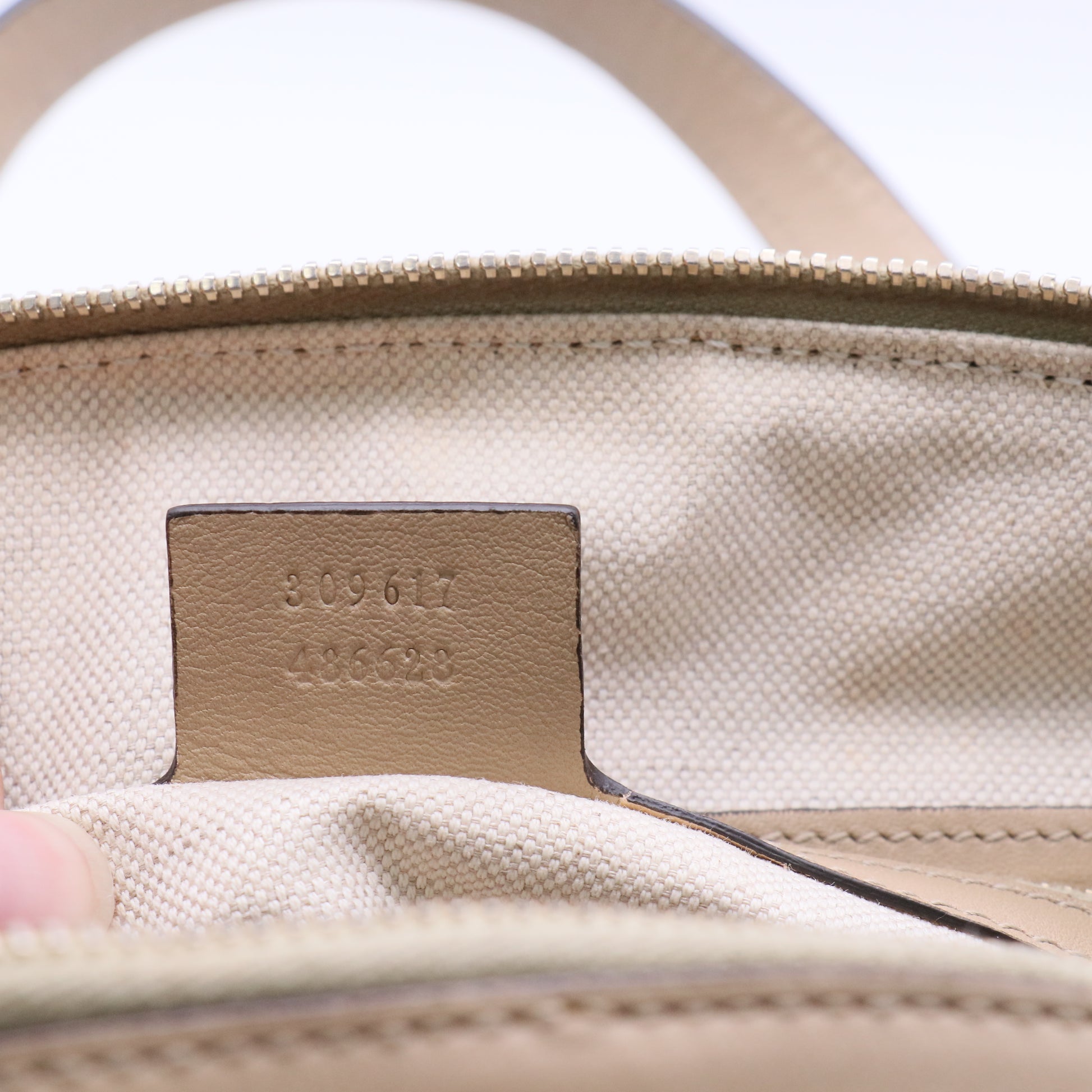 Microguccissima Nice Leather Satchel Beige Twins