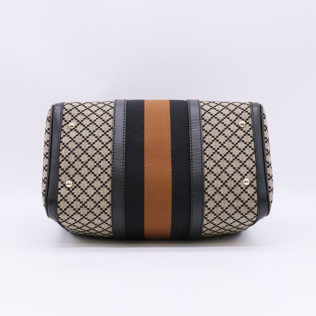 Gucci Vintage Web Diamante Canvas  Boston Bag twins B23073