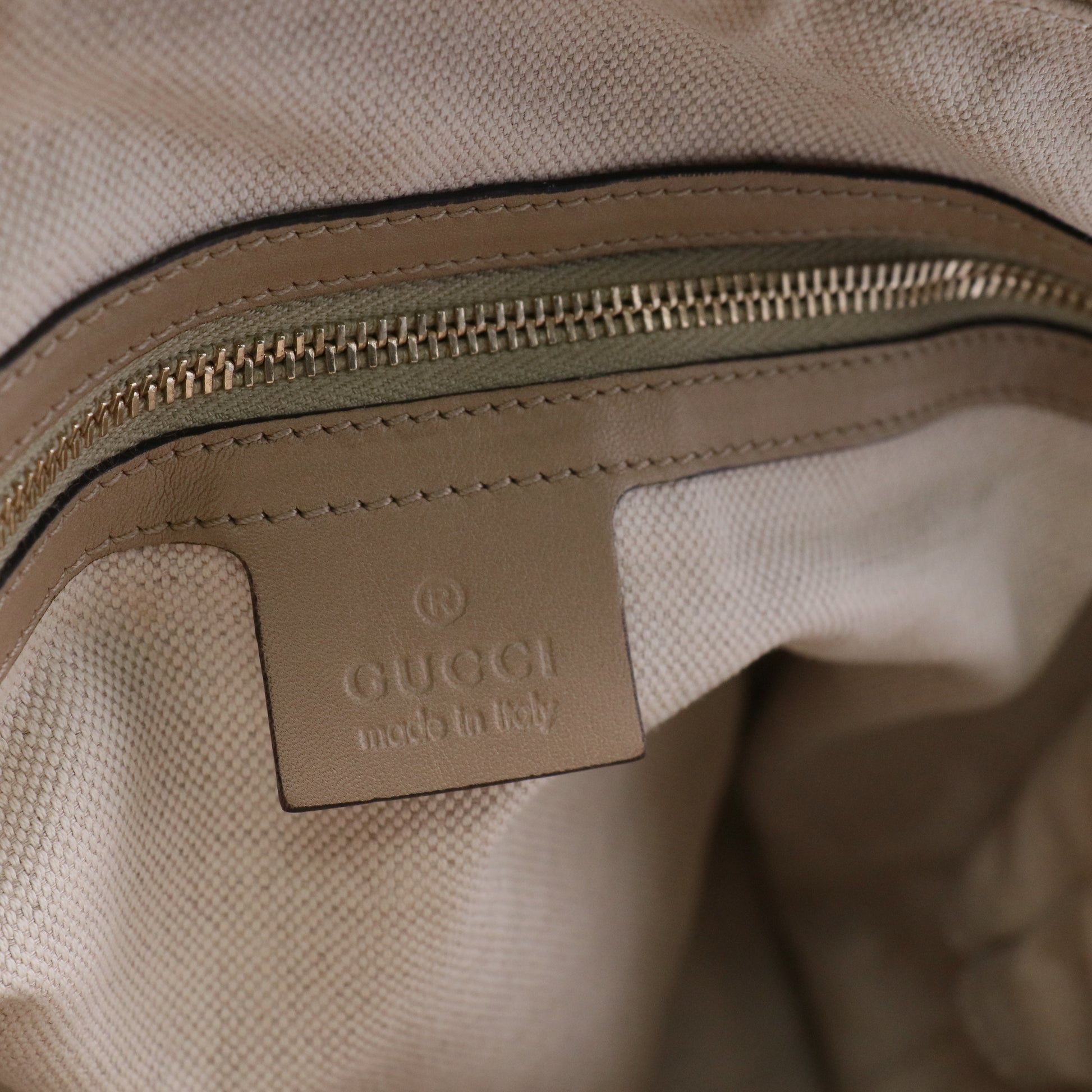 Microguccissima Nice Leather Satchel Beige Twins