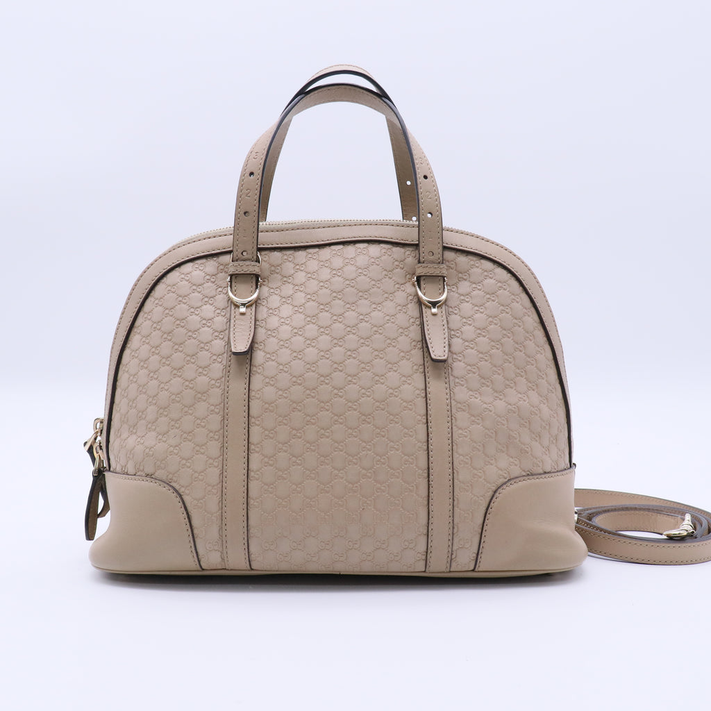 Microguccissima Nice Leather Satchel Beige Twins