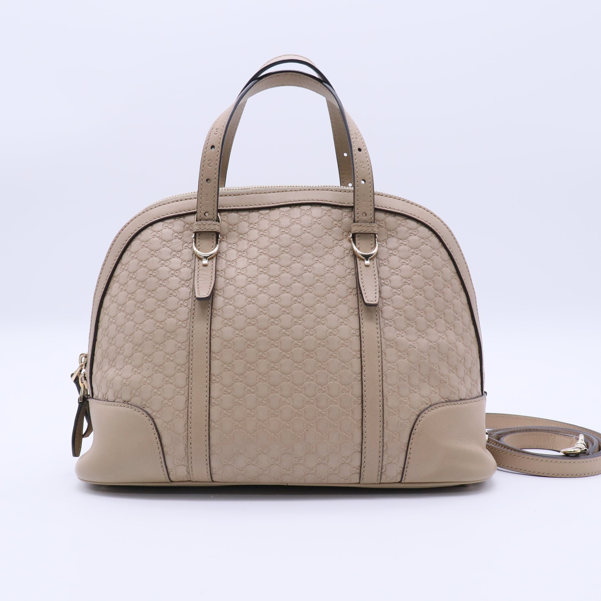Microguccissima Nice Leather Satchel Beige Twins