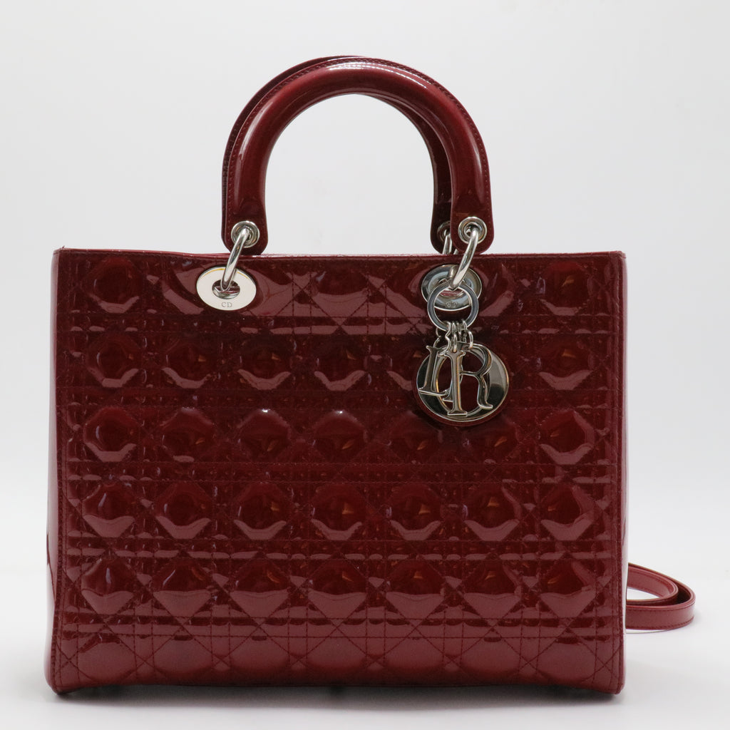 Lady Dior Bag Cannage Quilt Patent Large